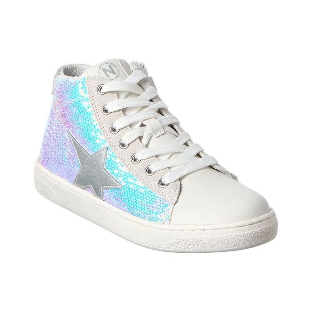 Naturino Pinn High-Top Leather Sneaker, White
